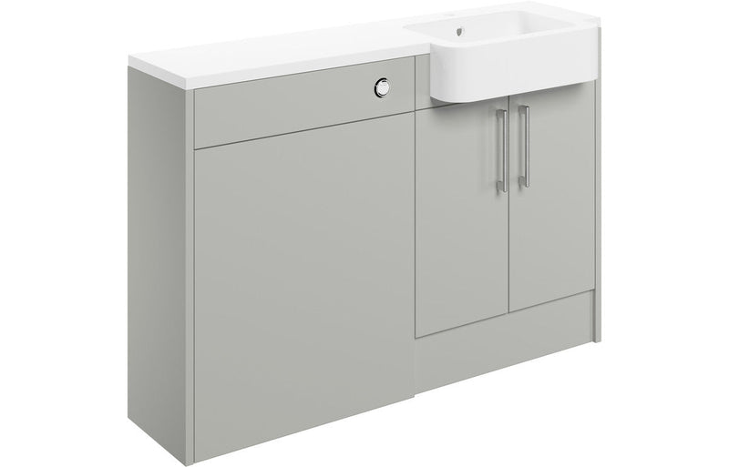 Aria 1242mm Basin & WC Unit Pack (RH) - Light Grey Gloss