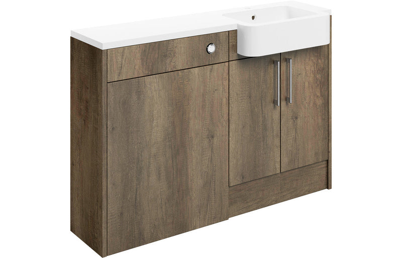 Aria 1242mm Basin & WC Unit Pack (LH) - Nebraska Oak