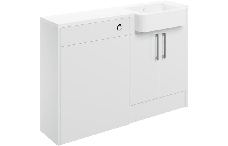 Aria 1242mm Basin & WC Unit Pack (RH) - White Gloss