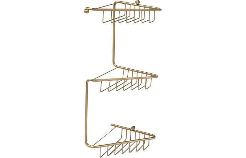 Lumo 3-Tier Corner Shower Caddy - Brushed Brass