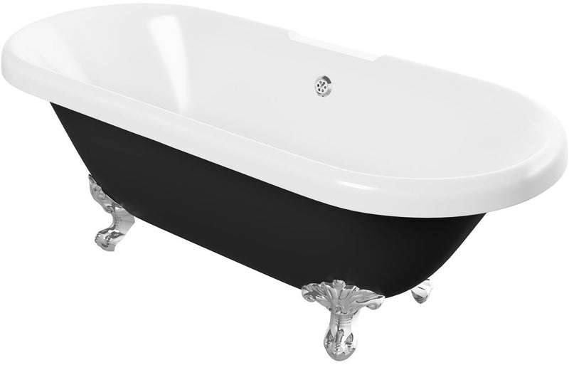 Hamilton Free Standing 1690x740x620mm 2TH Bath w/Feet - Black