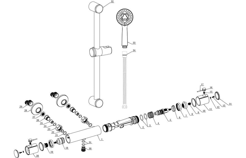 Hubble Cool-Touch Thermostatic Bar Mixer Shower