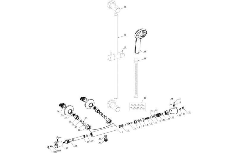 Zenith Thermostatic Bar Mixer Shower