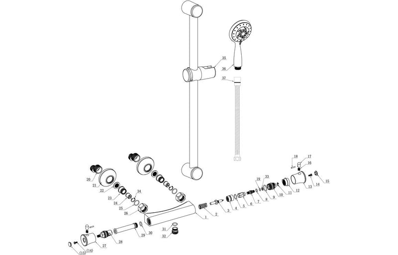 Solstice Low Pressure Thermostatic Bar Mixer Shower