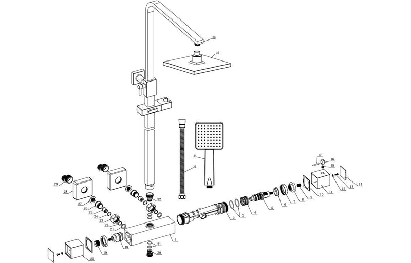 Neptune Cool-Touch Thermostatic Mixer Shower w/Riser & Overhead Kit