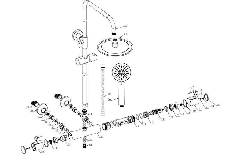 Hubble Cool-Touch Thermostatic Mixer Shower w/Riser & Overhead Kit