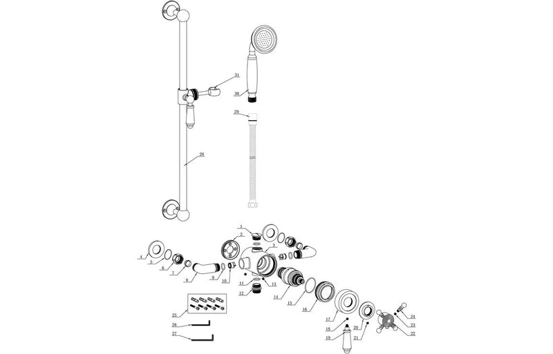 Vega Shower Pack One - Concentric Single Outlet Shower Valve & Riser Kit