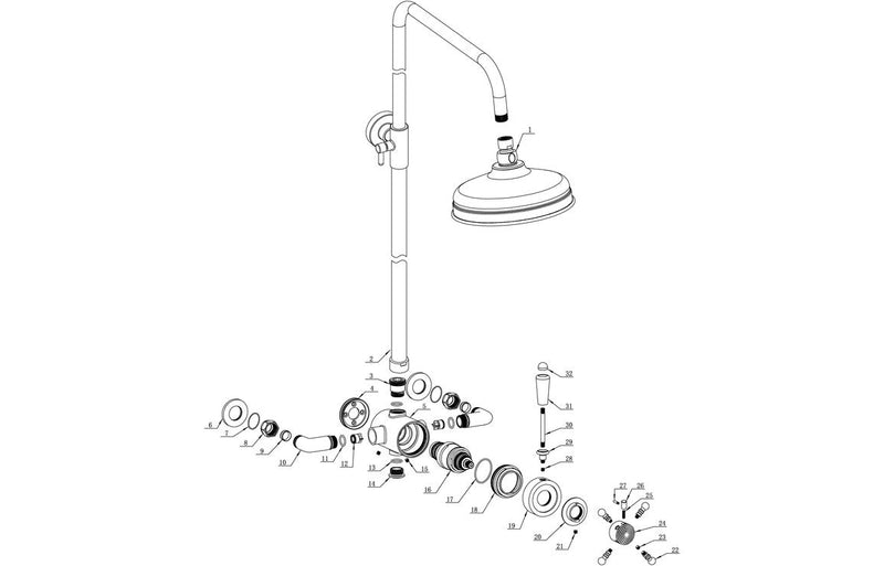 Vega Shower Pack Two - Concentric Single Outlet Shower Valve & Overhead Kit