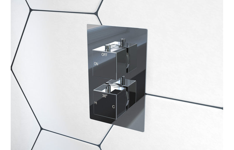 Nebula Thermostatic Two Outlet Triple Shower Valve - Chrome