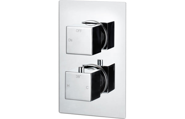 Nebula Thermostatic Single Outlet Twin Shower Valve - Chrome