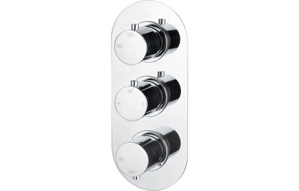 Nova Thermostatic Two Outlet Triple Shower Valve - Chrome