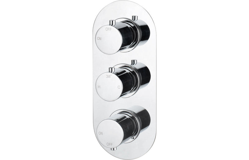 Nova Thermostatic Two Outlet Triple Shower Valve - Chrome