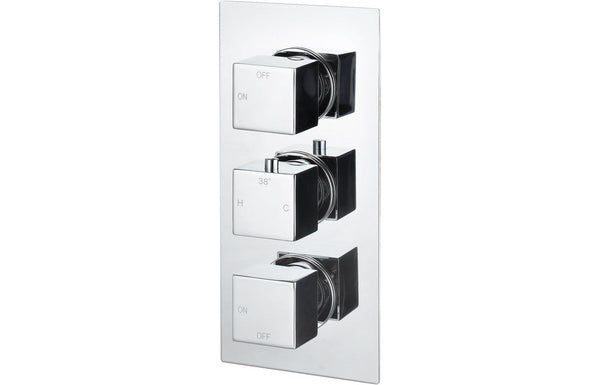 Nebula Thermostatic Two Outlet Triple Shower Valve - Chrome