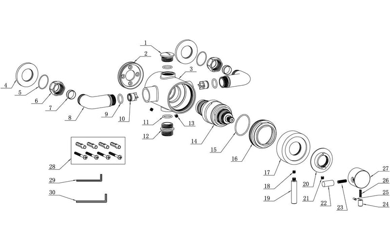 Modern Exposed Thermostatic Shower Valve