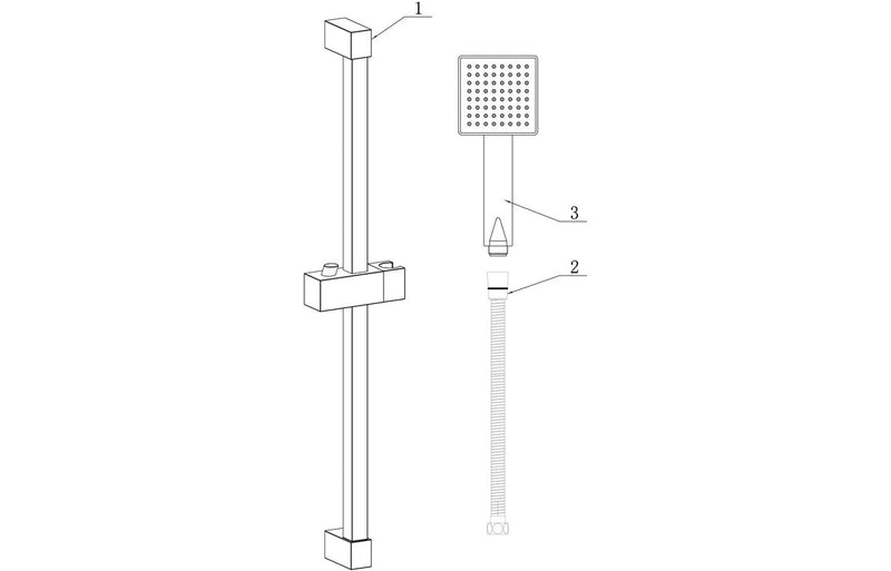 Square Slider Rail Kit & Single Mode Handset - Brushed Brass