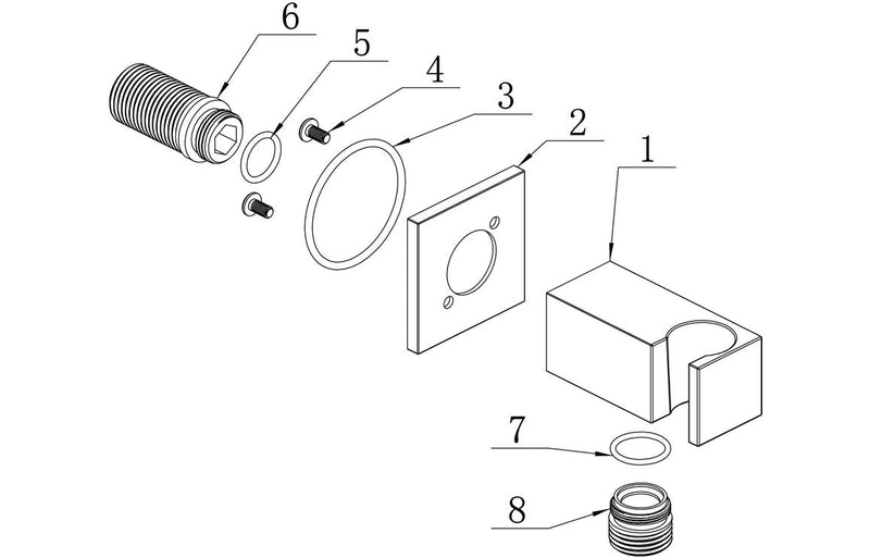 Handset Wall Bracket w/Wall Outlet - Square