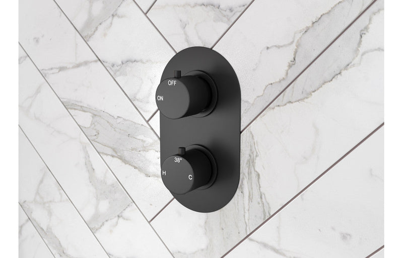 Two Outlet Twin Shower Valve - Matt Black