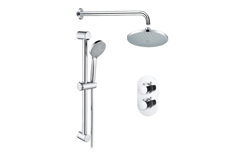 Round Concealed Valve Head & Arm Shower Pack - Chrome