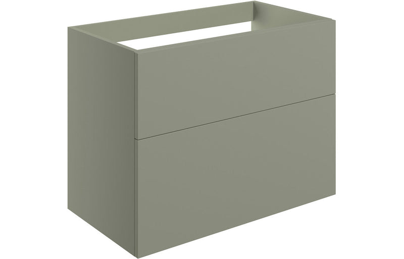 Serenita 790mm Wall Hung 2 Drawer Basin Unit (No Top) - Matt Olive Green