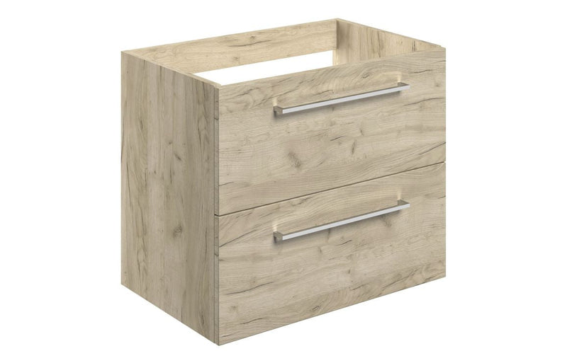 Vivido 590mm Wall Hung 2 Drawer Basin Unit (No Top) - Oak