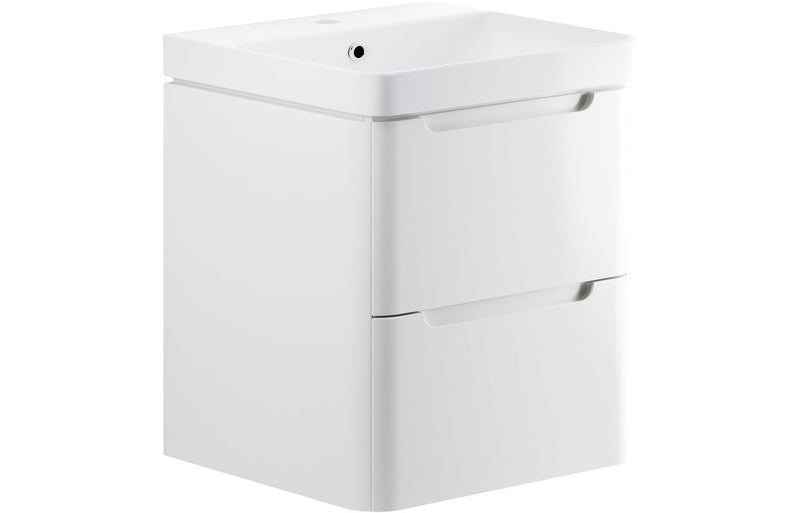 Harmony 600mm 2 Drawer Wall Hung Basin Unit - White Gloss