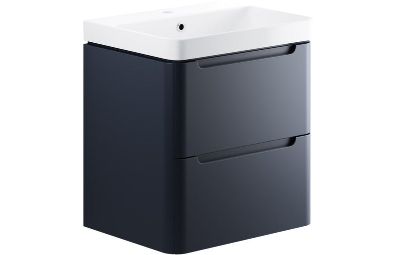 Harmony 600mm 2 Drawer Wall Hung Basin Unit - Matt Indigo