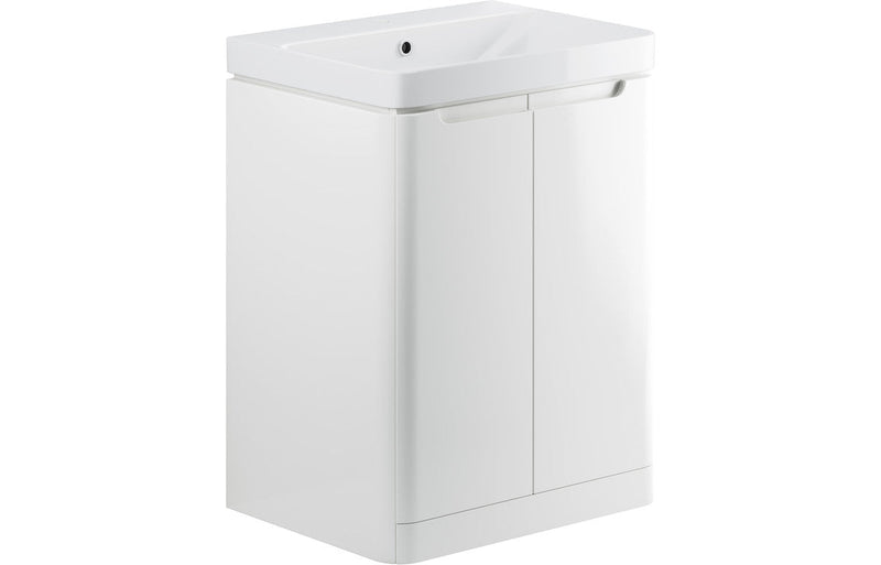 Harmony 600mm 2 Door Floor Standing Basin Unit - White Gloss