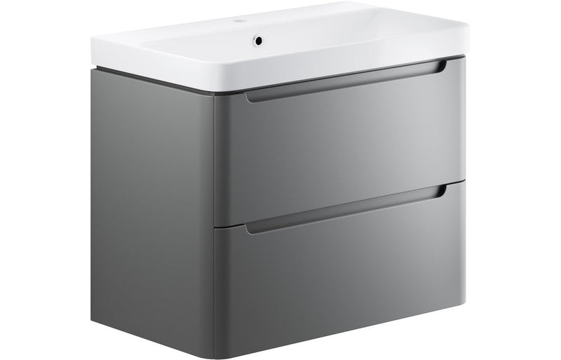 Harmony 800mm 2 Drawer Wall Hung Basin Unit - Matt Grey