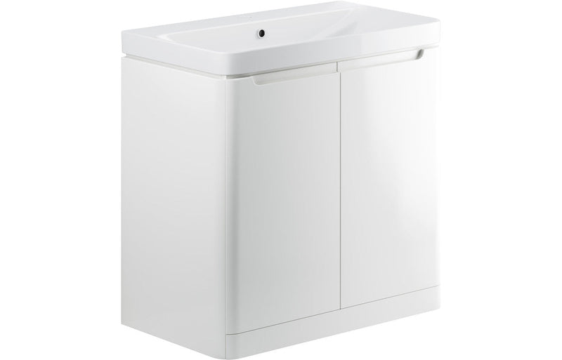 Harmony 800mm 2 Door Floor Standing Basin Unit - White Gloss