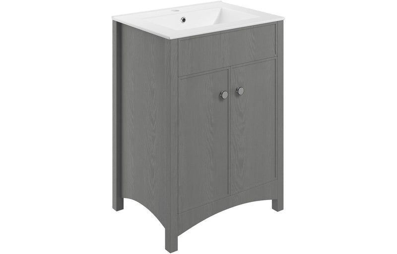 Luminara 610mm Floor Standing Basin Unit & Basin - Grey Ash