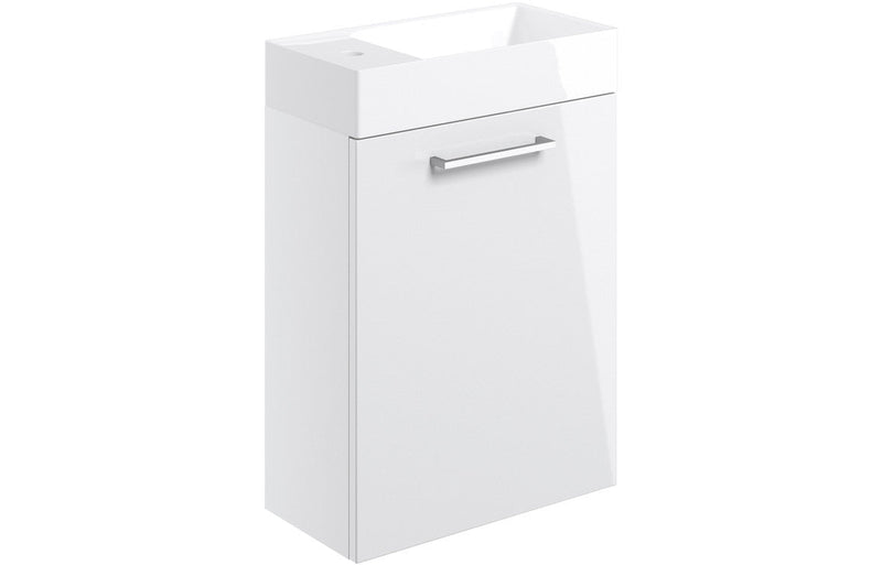 Vivido 410mm Wall Hung 1 Door Basin Unit & Basin - White Gloss