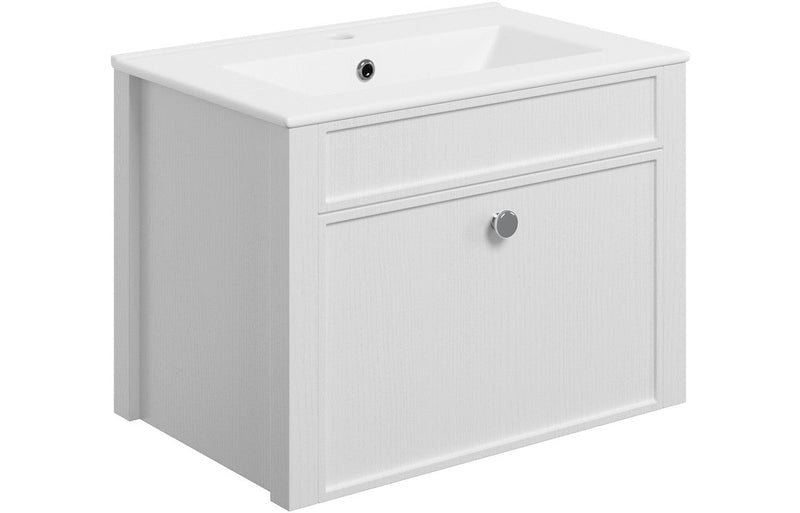 Luminara 605mm Wall Hung Basin Unit (exc. Basin) - Satin White Ash