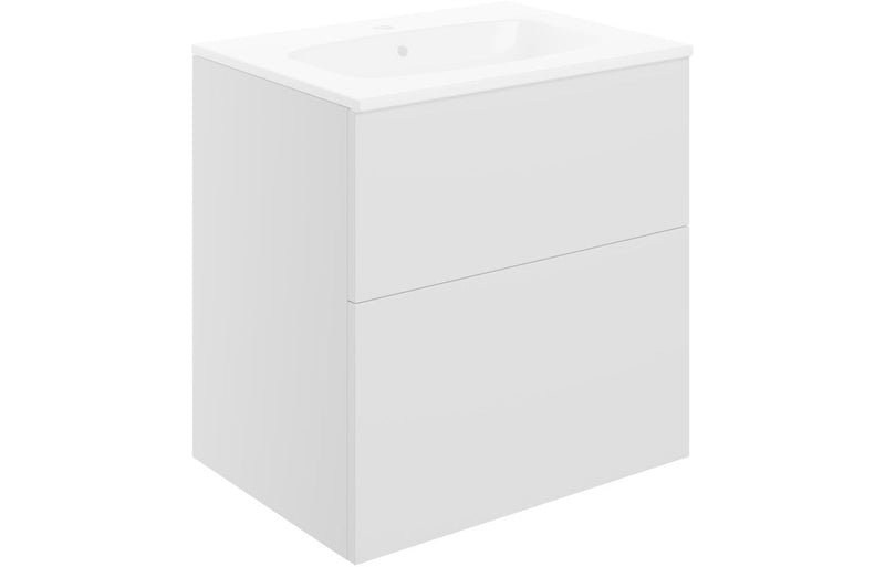 Serenita 610mm Wall Hung 2 Drawer Basin Unit & Basin - Matt White