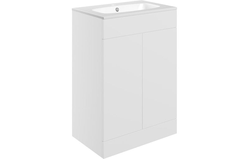 Serenita 615mm Floor Standing 2 Door Basin Unit & Basin - Matt White