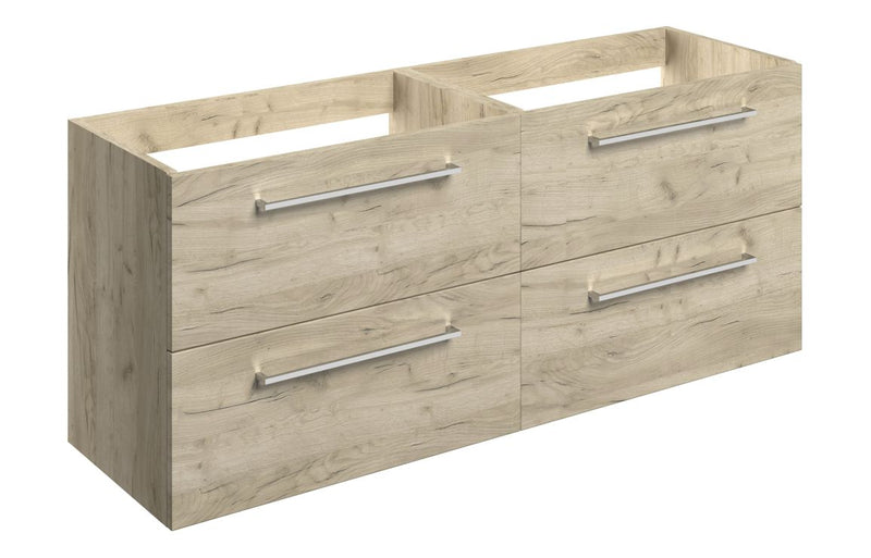 Vivido 1180mm Wall Hung 2 Drawer Basin Unit Run (No Top) - Oak