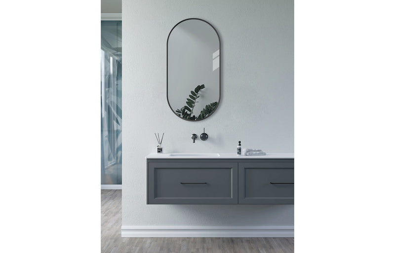 Niko 800x400mm Oblong Mirror - Matt Black