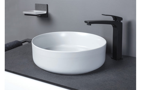 Sylas 355mm Ceramic Round Washbowl & Waste - Matt White