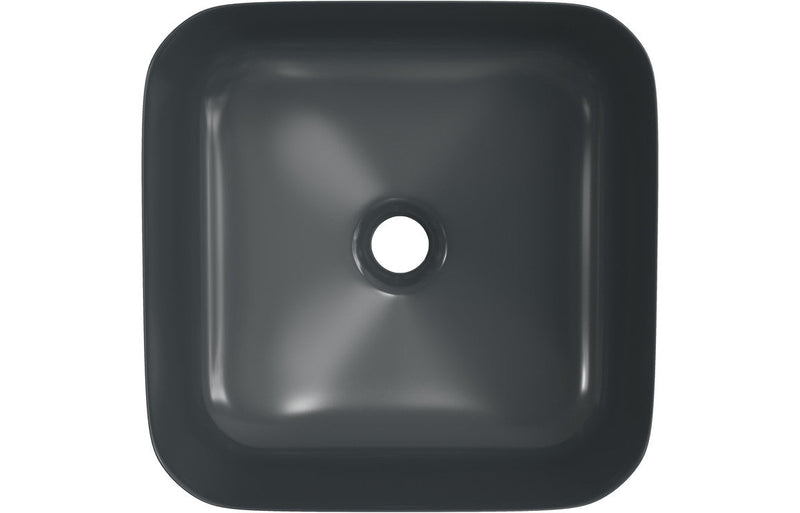 Sylas 400mm Ceramic Square Washbowl & Waste - Matt Black