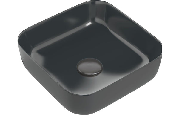 Sylas 400mm Ceramic Square Washbowl & Waste - Matt Black