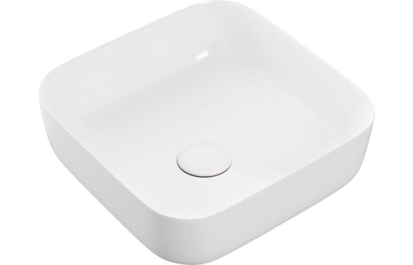 Sylas 400mm Ceramic Square Washbowl & Waste - Matt White