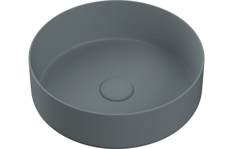 Sylas 355mm Ceramic Round Washbowl & Waste - Matt Grey