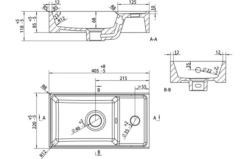 Vivido 410mm Wall Hung 1 Door Basin Unit & Basin - Oak