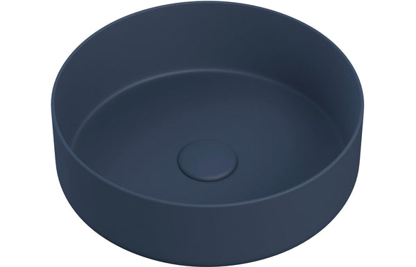 Sylas 355mm Ceramic Round Washbowl & Waste - Matt Deep Blue