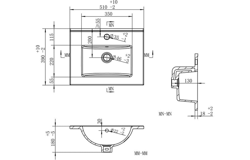 Vivido 510mm Wall Hung 2 Drawer Basin Unit & Basin - Grey Gloss