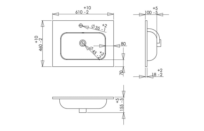 Serenita 610mm Wall Hung 2 Drawer Basin Unit & Basin - Matt White