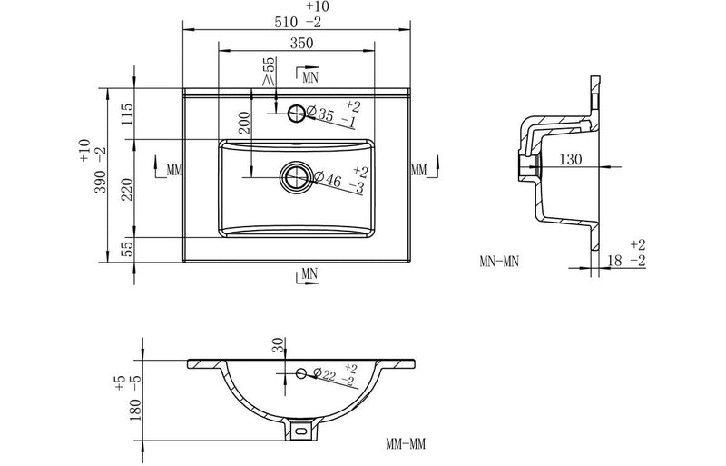 Evolve 510mm Wall Hung Unit Inc. Basin - White Gloss