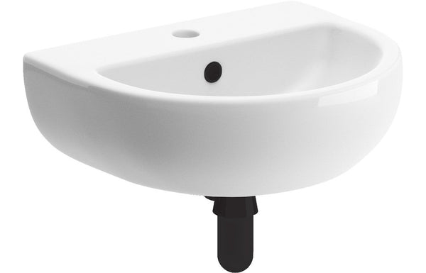 Roma 450x400mm 1TH Cloakroom Basin & Black Bottle Trap