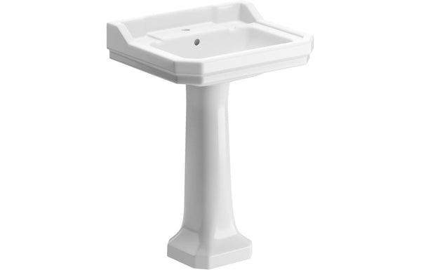 York 600x500mm 2TH Basin & Full Pedestal