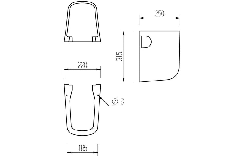 Dania 555x430mm 1TH Basin & Semi Pedestal