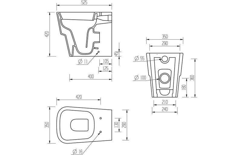 Alure Back To Wall WC & Soft Close Seat